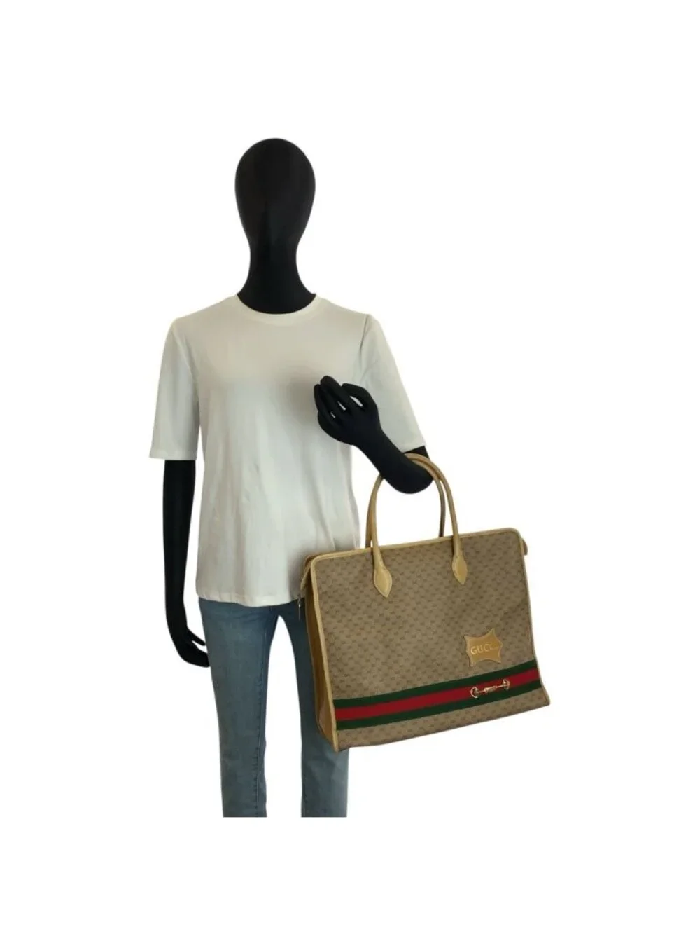 Gucci Vintage Micro GG Sherry Line Beige 24 02 Tote Business